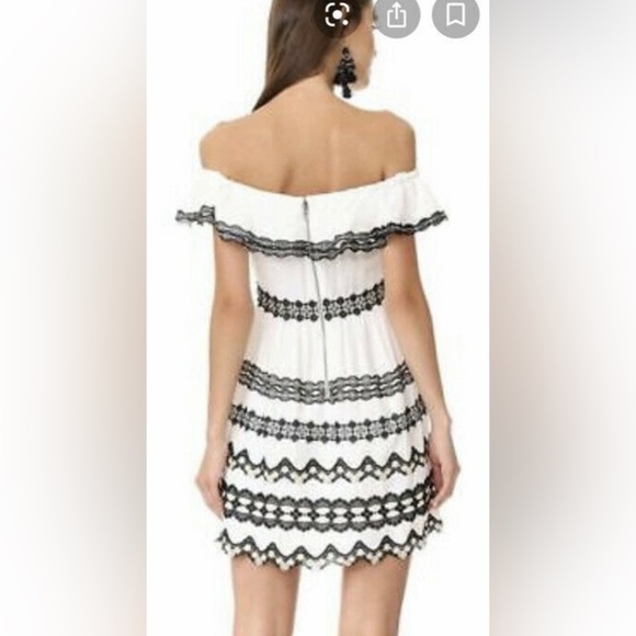 Alice + Olivia & Rozzi On/Off- Shoulder Mini Dress w Embroidered Lace Trims CL3 - Picture 8 of 8